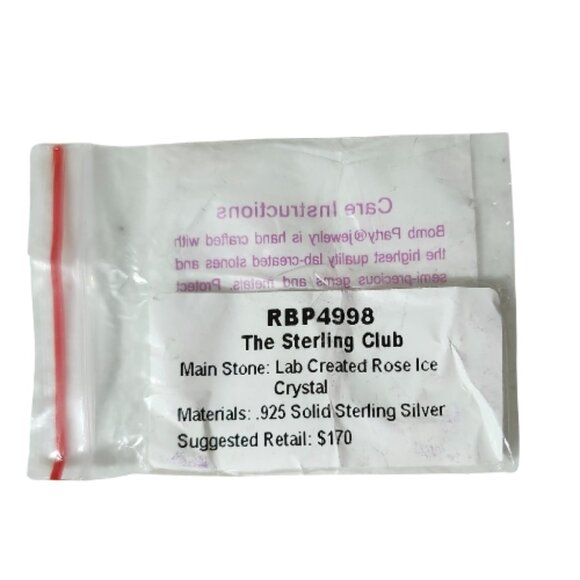 BP STERLING CLUB LAB CREATED ROSE ICE CRYSTAL RING (Size 8) - Picture 6 of 7